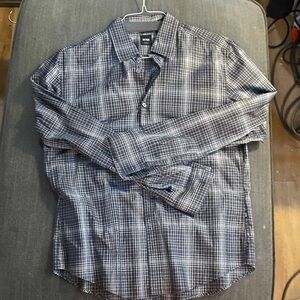Boss Men's Dark Checkered Button Down Shirt
